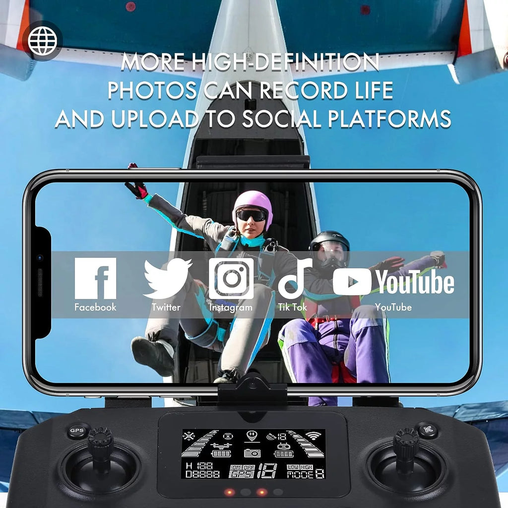 Imponerande 4K Kameradrönare med 5G WiFi för Vuxna och Nybörjare – 40 Minuters Flygtid, Elegant Svart och Orange Design