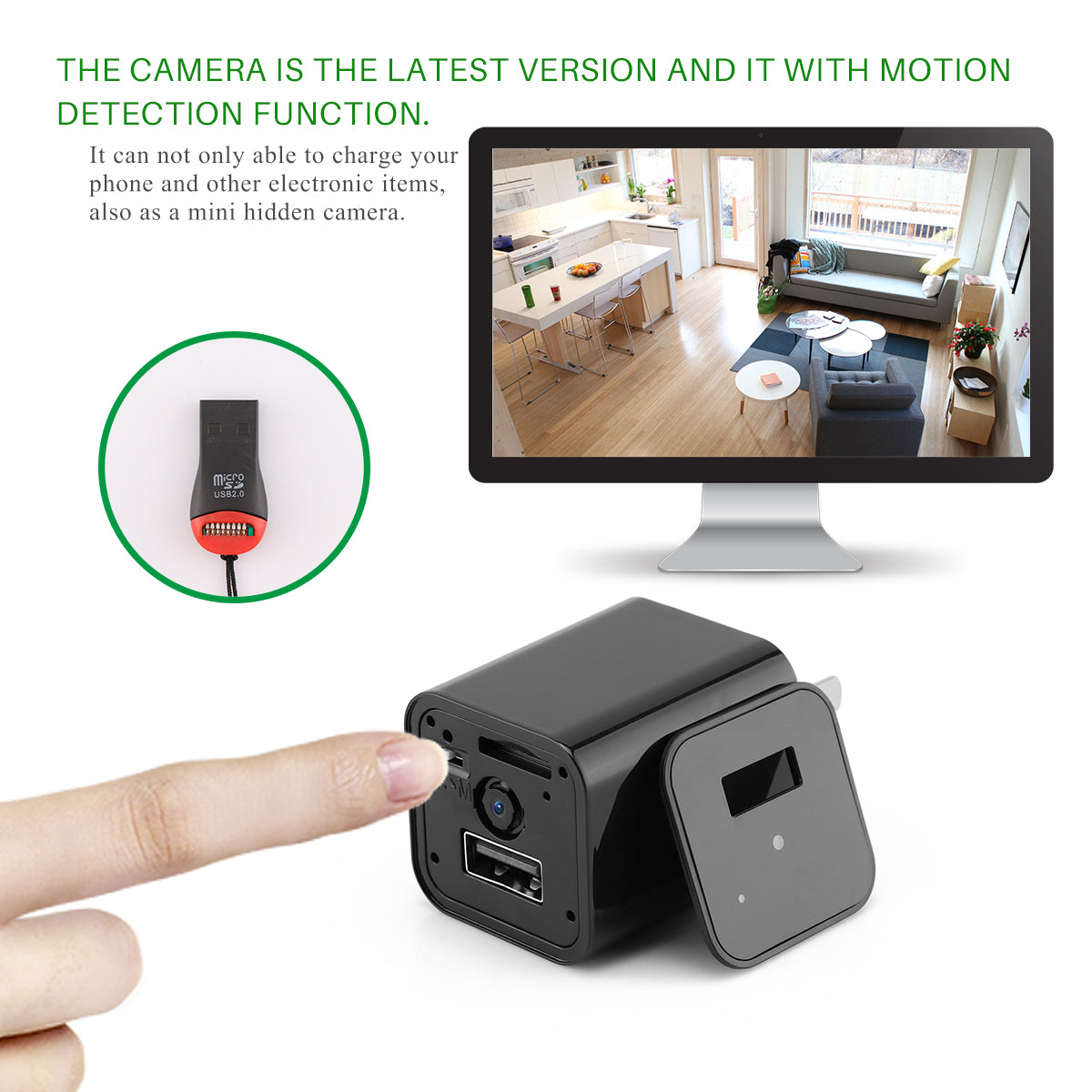 USB-laddare med dold kamera – Full HD 1080P
